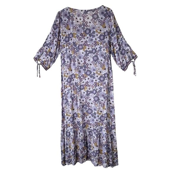 Johnny Was Dione Midi Maxi Dress Purple Floral Print Square Neck XL Half Sleeve - Picture 7 of 7
